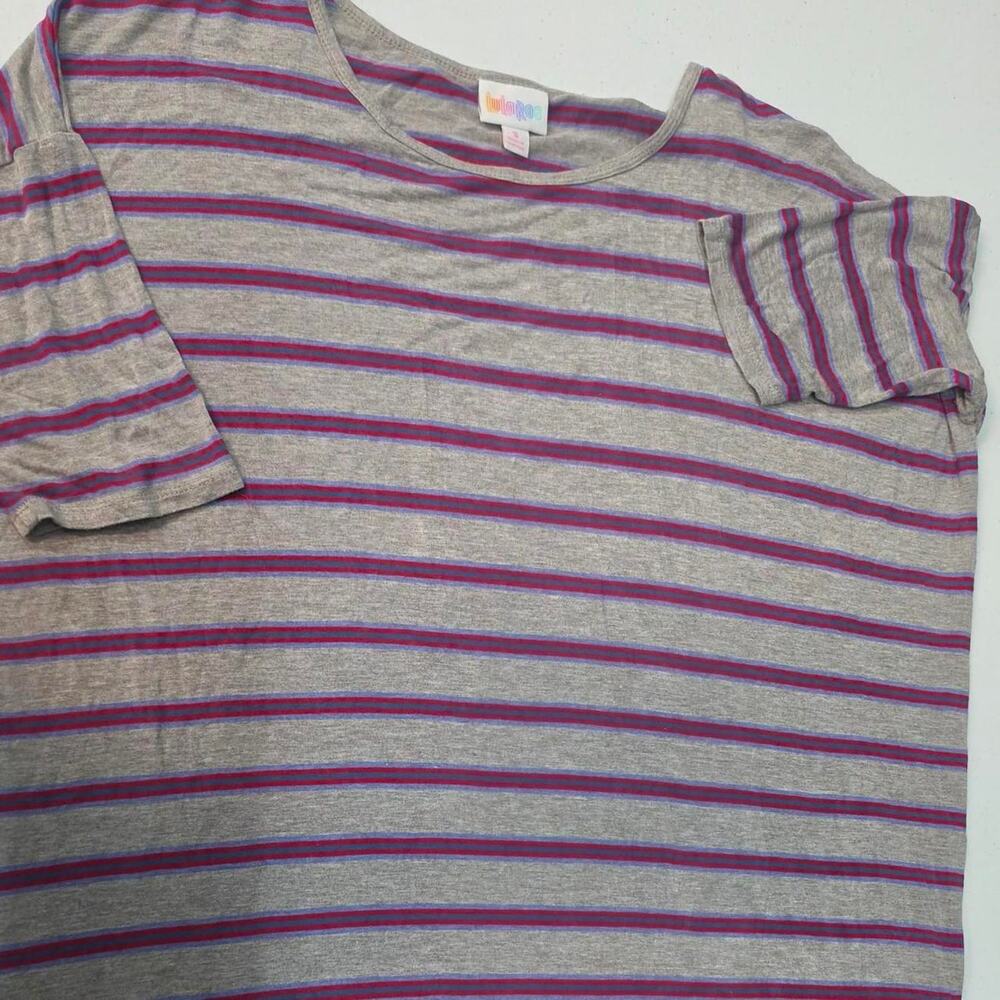 Gray red blue striped tunic